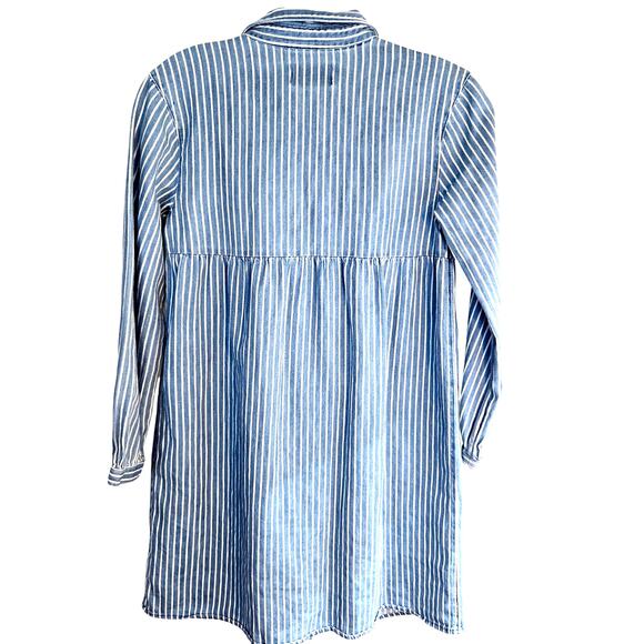Old Navy Girls Dress 10 12 Blue Stripe Childs Large L Button Up Kids Teens - Picture 7 of 8